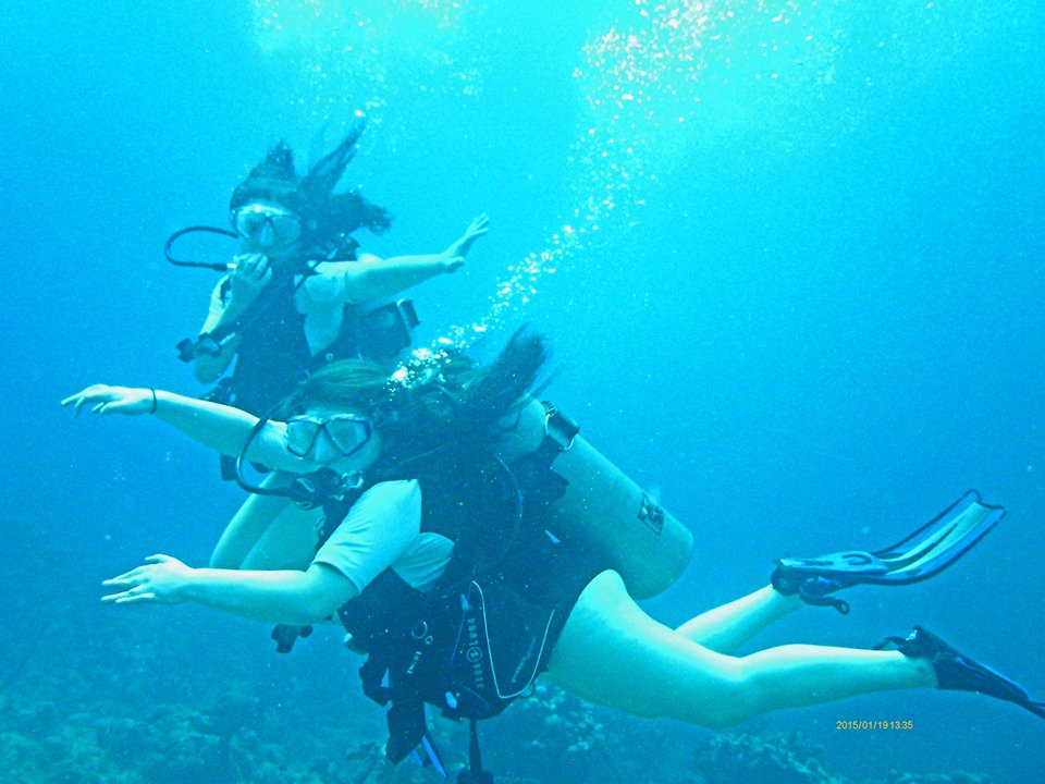 Gabbey and Gina Diving